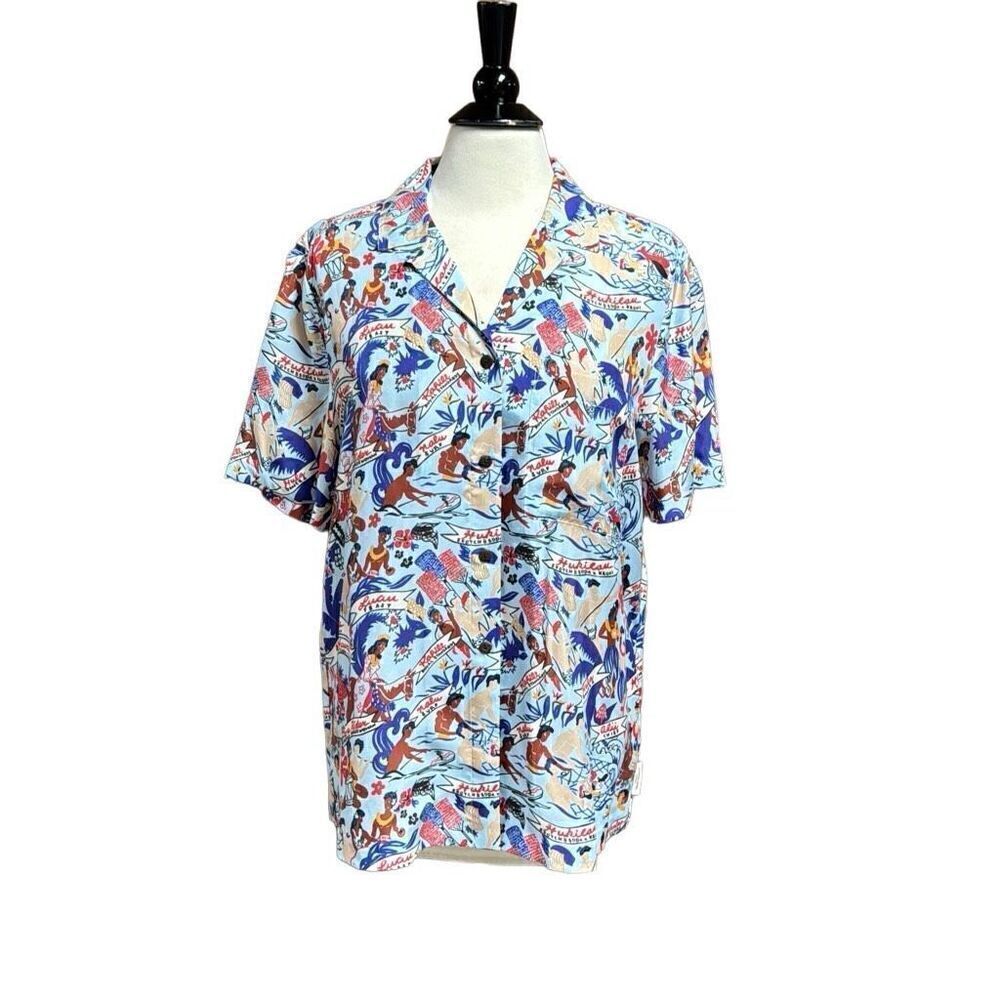 Scotch & Soda Keoni Unisex Hawaii Shirt Sleeve Button Front Shirt Size Small